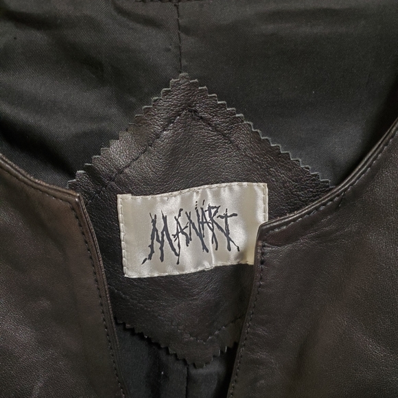 MANART black Vintage Leather Jacket Size 2X - Picture 8 of 8